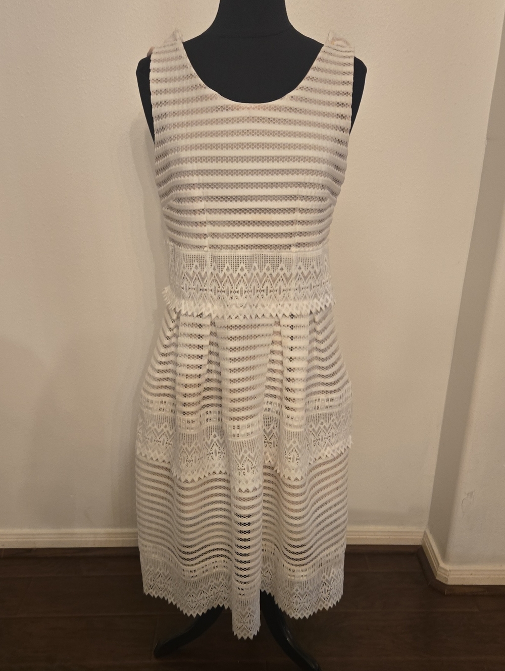Gianni Bini Ivory Lace Midi Dress Fit & Flare Sleeveless Bridal
